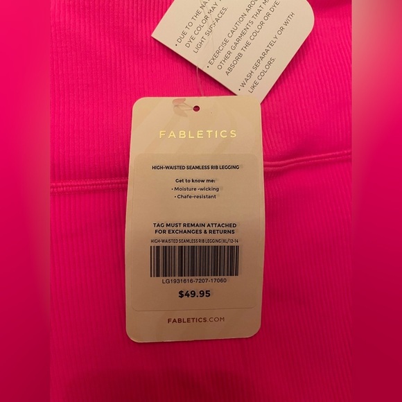 Fabletics NWT High-Waisted Seamless Rib Legging in Flourescent Pink women’s XL - Picture 7 of 10